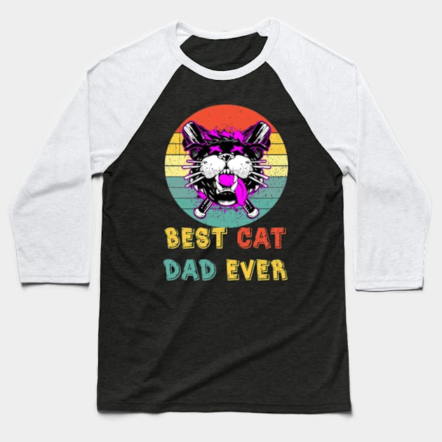 Best Cat Dad Ever Club Baseball T-Shirt by StuSpenceart